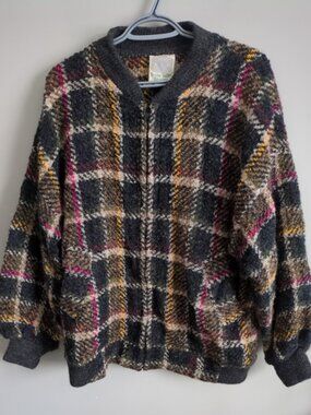 Boyne Valley Weavers Vintage Plaid 100% Wool Made in Ireland Chunky sz L/XL